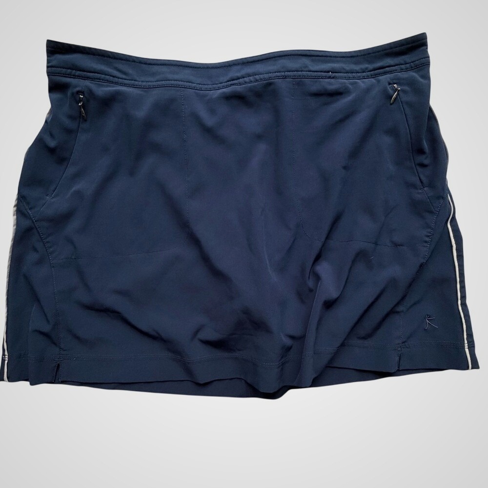 Danskin Skort Women's Size L (12/14) Navy Blue Zip Pockets Tennis Pickleball EUC